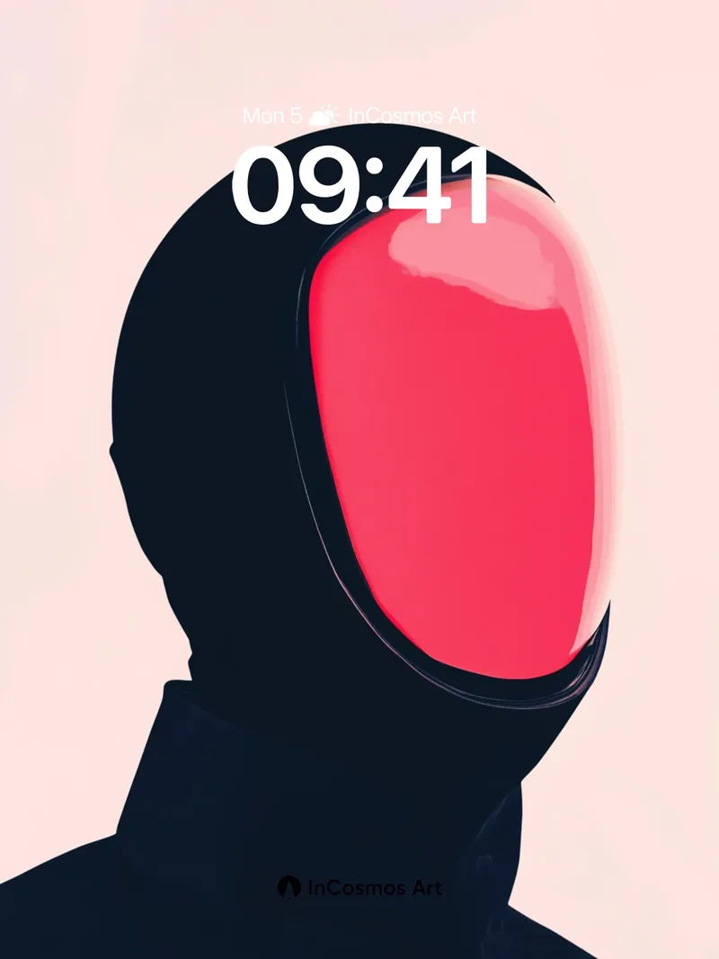 Silent Sentinel Wallpaper with Crimson Visor