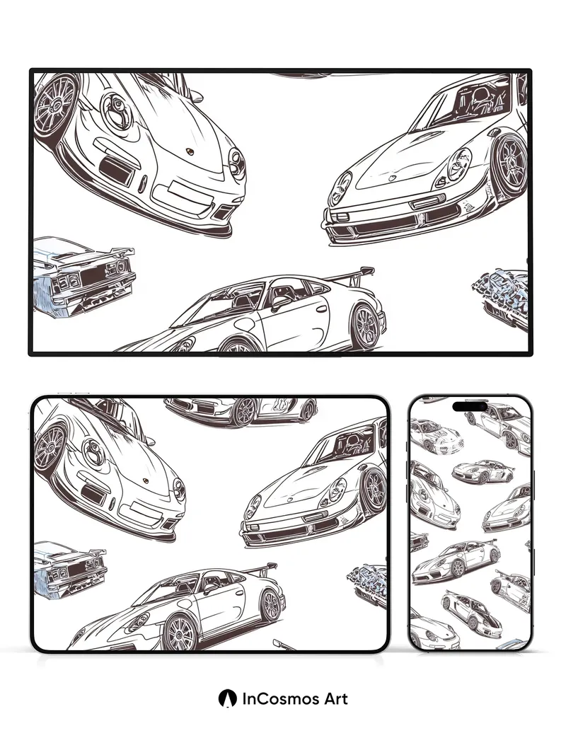 Speedline Sketch Wallpaper with Racing Echoes