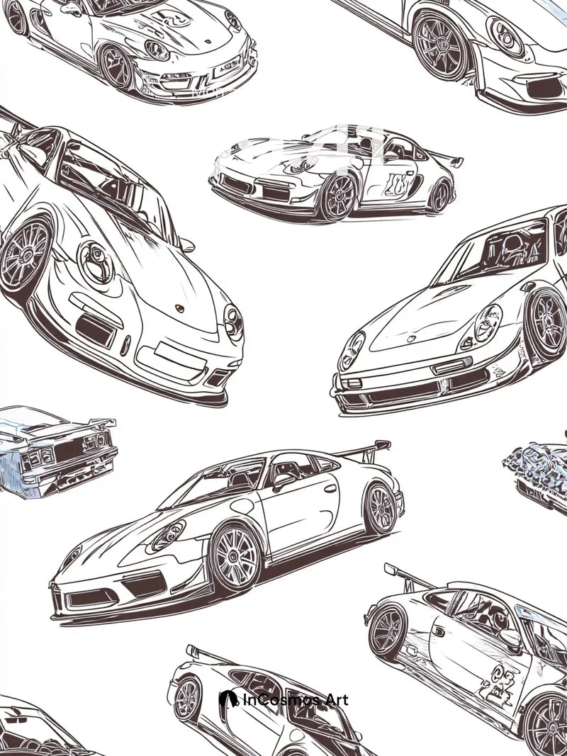 Speedline Sketch Wallpaper with Racing Echoes