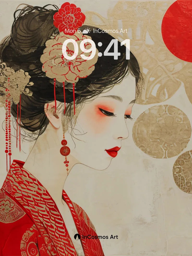 Silken Reverie Wallpaper with Crimson Moon wallpaper for iPhone, iPad & Mac
