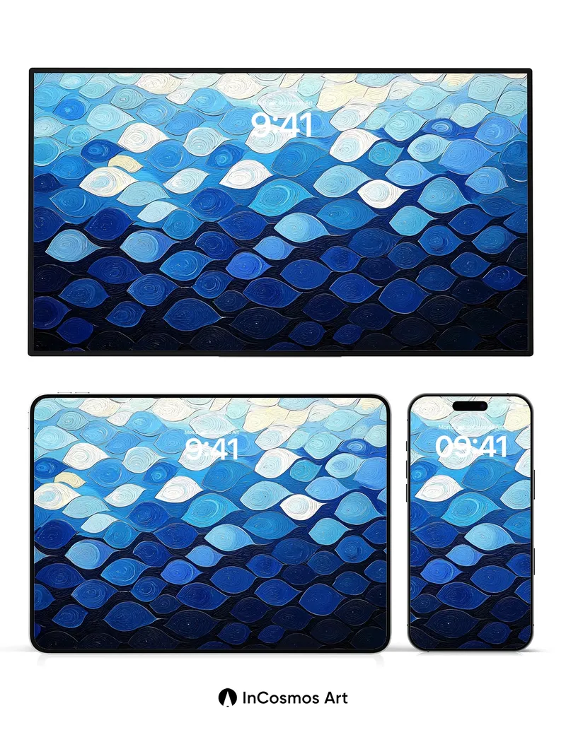 Sapphire Scale Wallpaper with Liquid Light