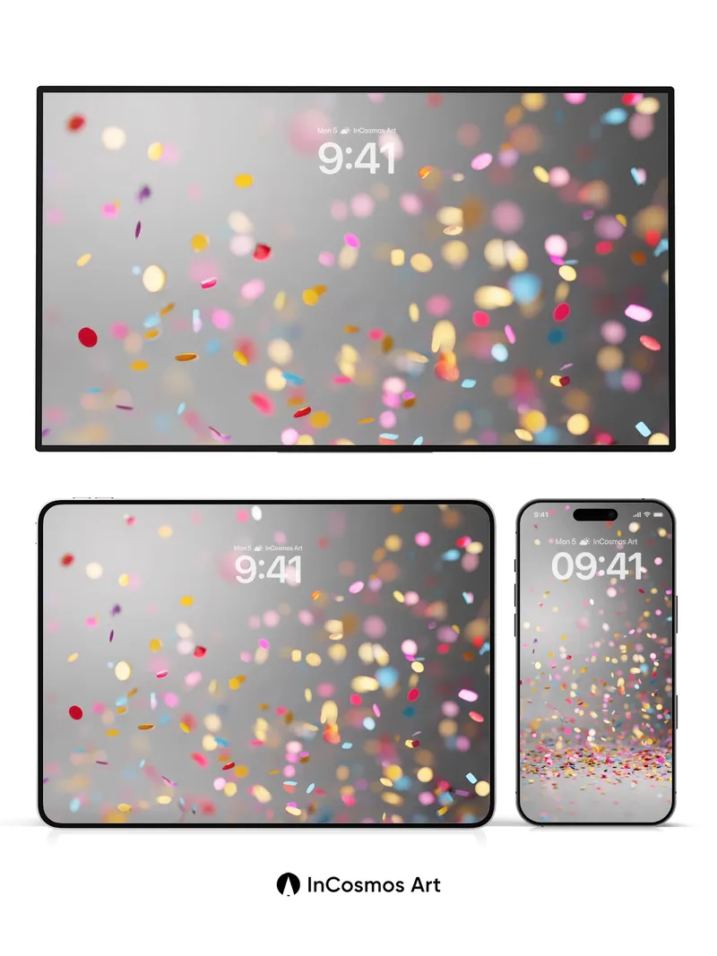 Floating Rainbow Confetti Wallpaper with Gentle Drift