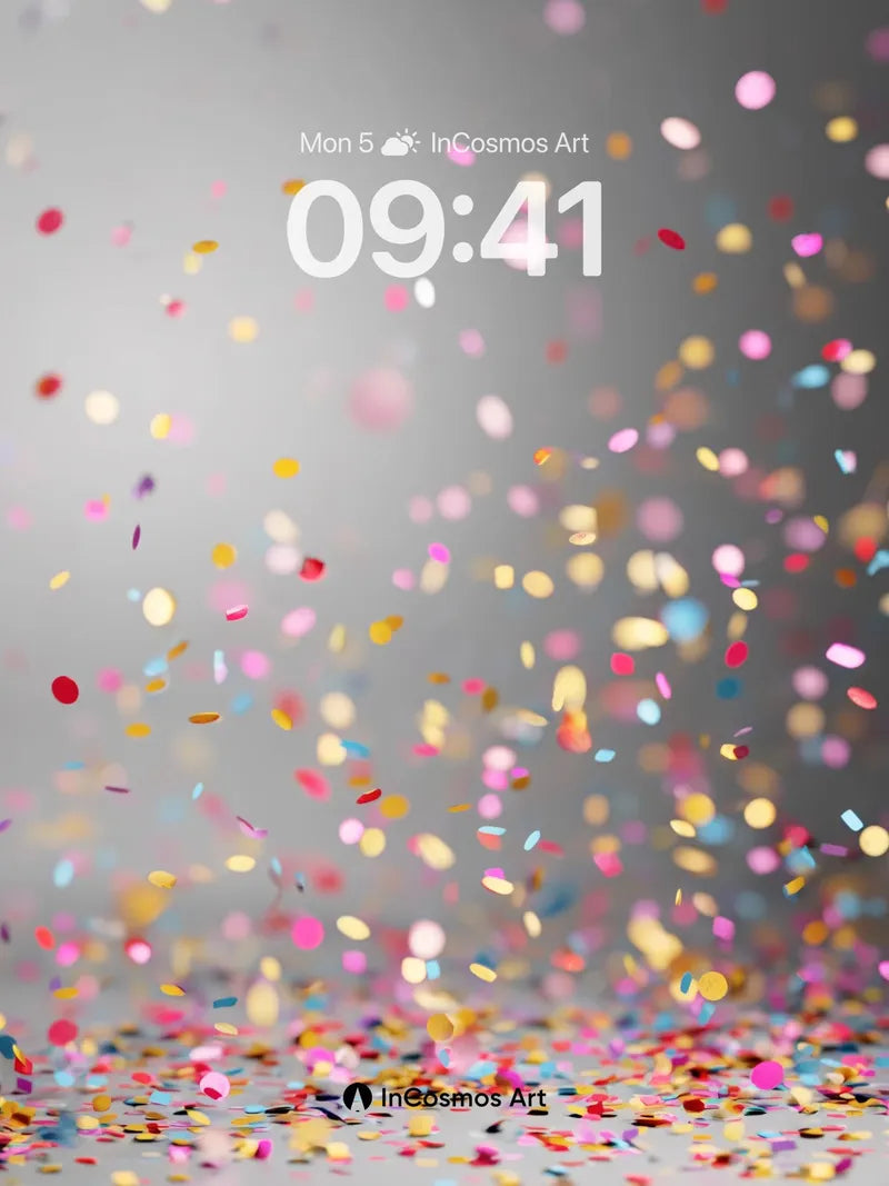 Floating Rainbow Confetti Wallpaper with Gentle Drift