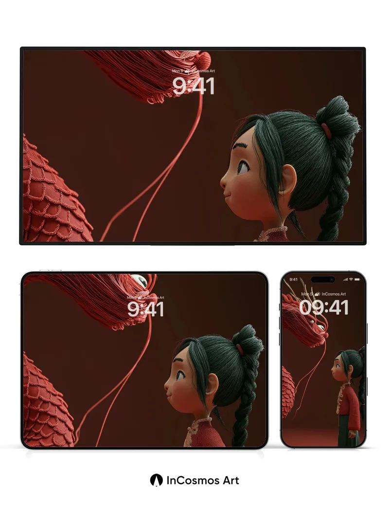 Whispering Red Dragon Wallpaper with Silk Threads