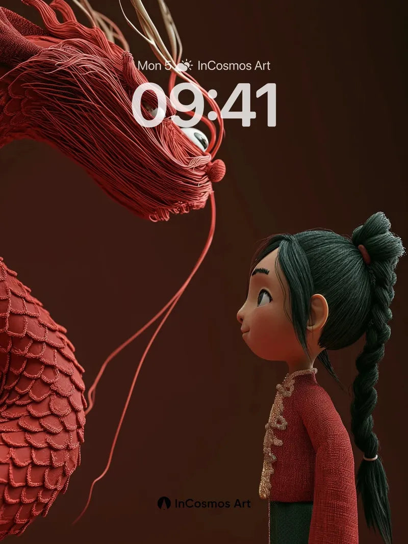 Whispering Red Dragon Wallpaper with Silk Threads