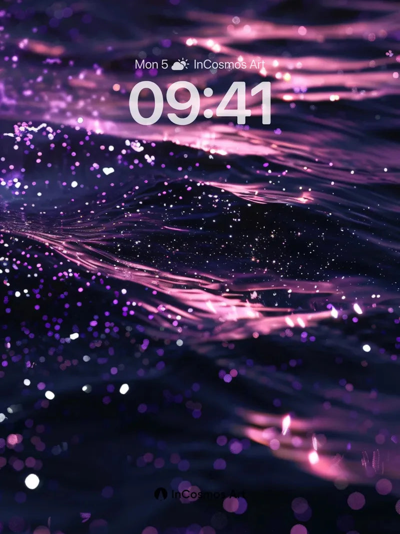 Luminous Ocean Wallpaper with Starlight Sparkle