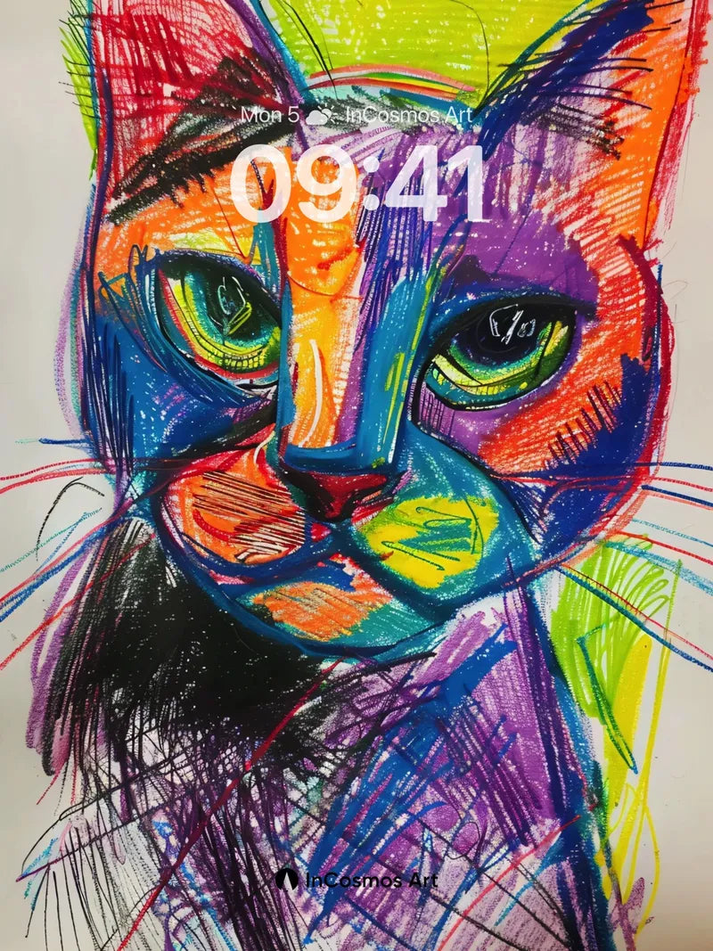 Chromatic Whisker Wallpaper with Psychedelic Gaze