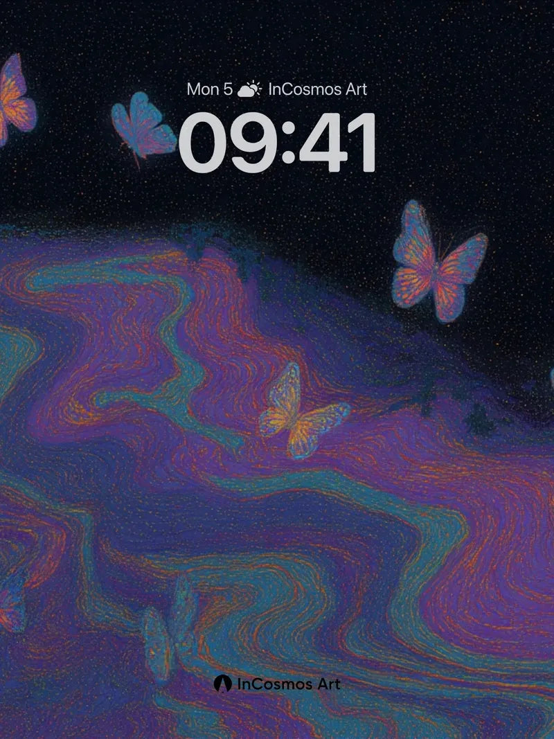Luminous Mirage Wallpaper with Floating Butterflies