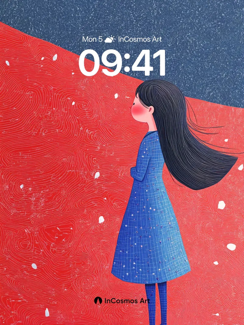 Whispering Snowfall Wallpaper with Crimson Terrain