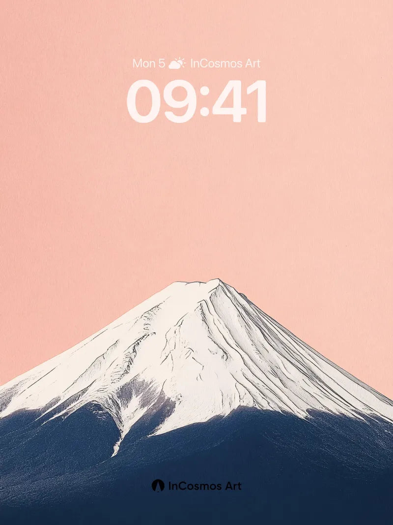 Serene Snowcap Wallpaper with Pink Horizon