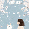 Serenity in Cherry Blossom Wallpaper with Feline Companion wallpaper for iPhone, iPad & Mac