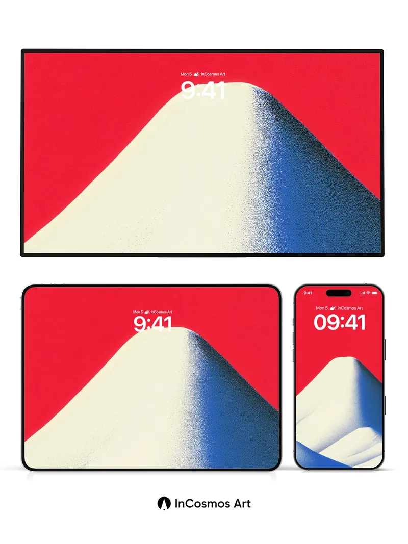 Crimson Sky Mountain Wallpaper with Snow Drifts