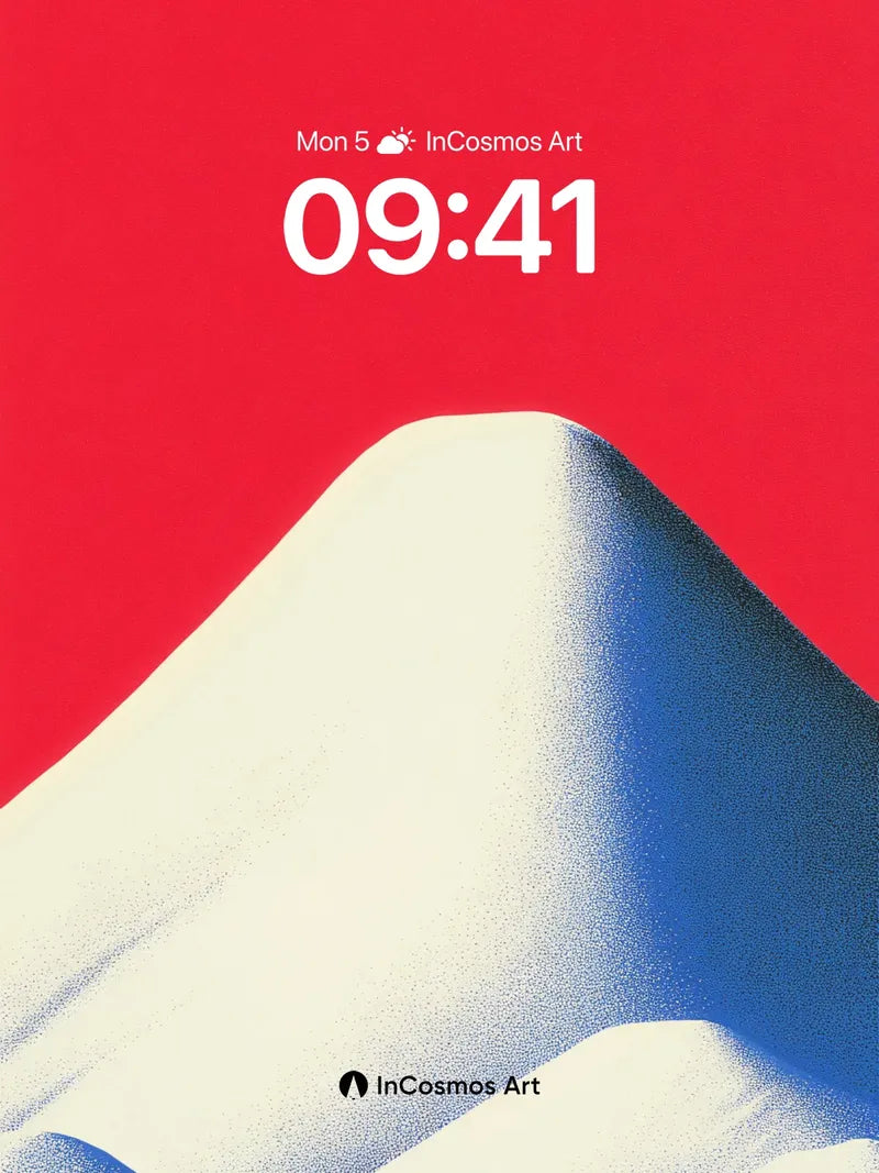 Crimson Sky Mountain Wallpaper with Snow Drifts