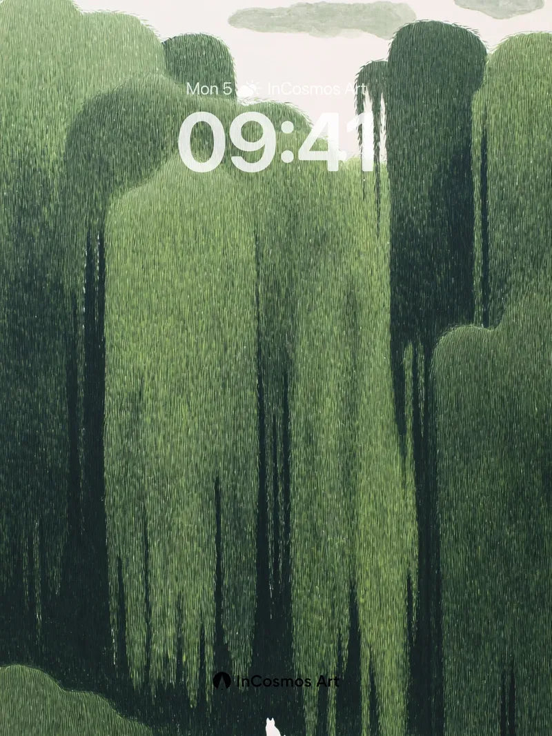 Whispering Willow Wallpaper with Silent Cat