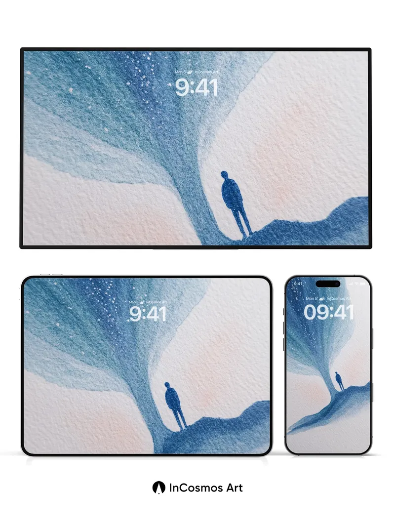 Stellar Veil Wallpaper with Cosmic Silhouette