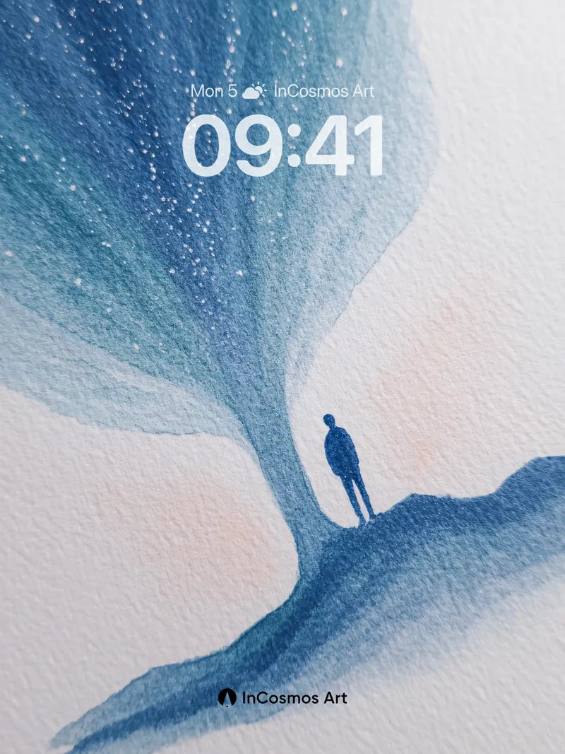 Stellar Veil Wallpaper with Cosmic Silhouette