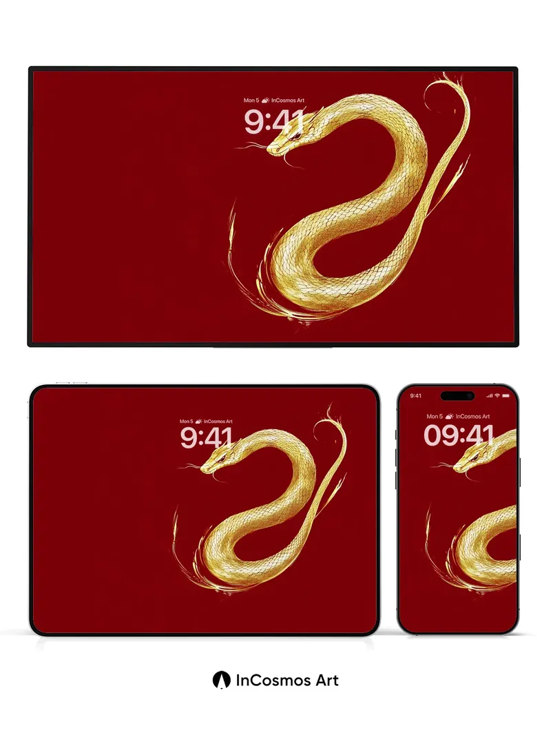 Golden Serpent Wallpaper with Mythic Grace