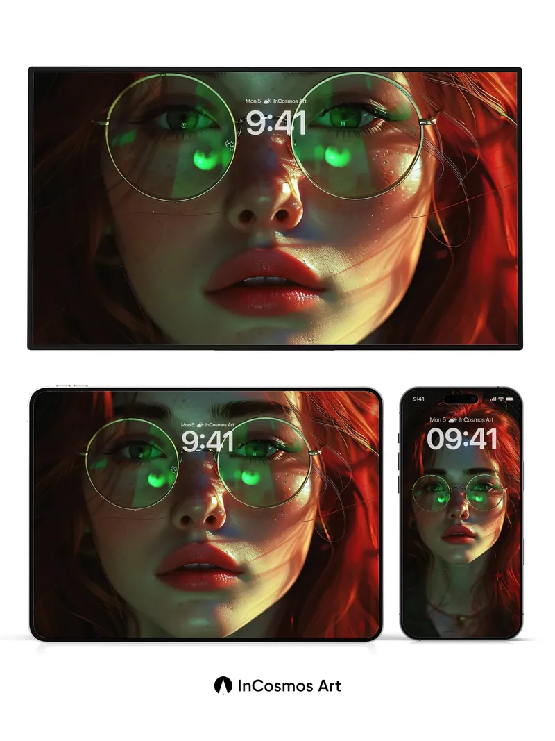 Neon Echo Wallpaper with Glowing Eyes