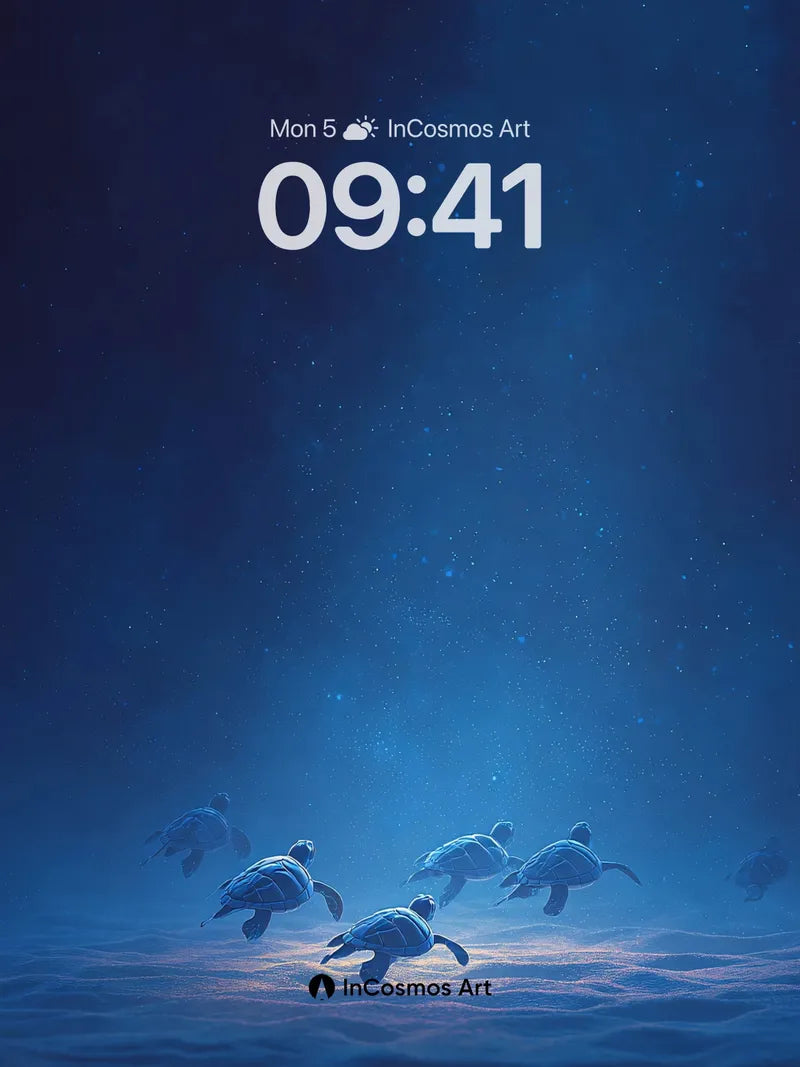Serene Blue Depths Wallpaper with Graceful Turtles wallpaper for iPhone, iPad & Mac