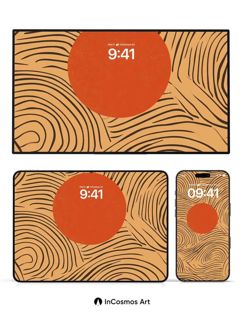 Sunset Topography Wallpaper with Swirling Lines