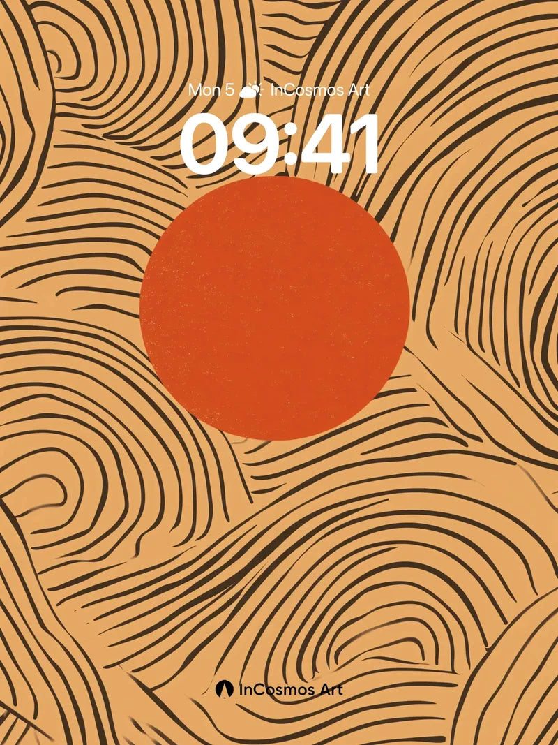 Sunset Topography Wallpaper with Swirling Lines