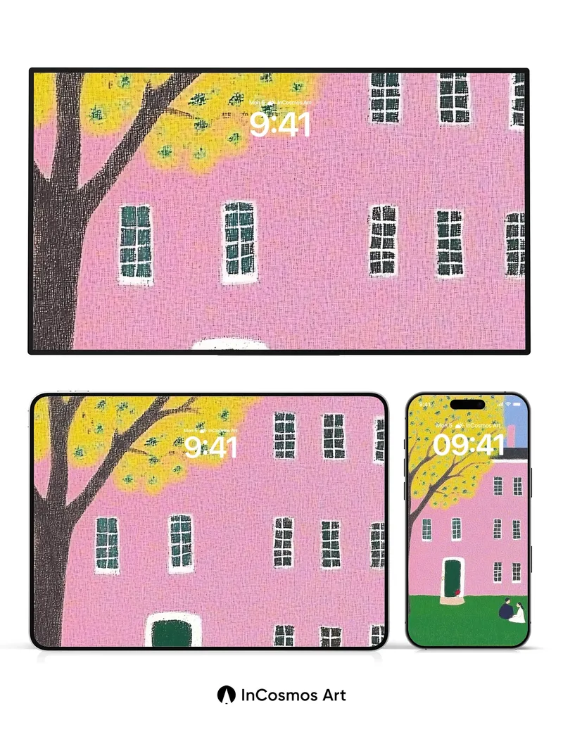 Whispering Tree Wallpaper with Pink House Hush