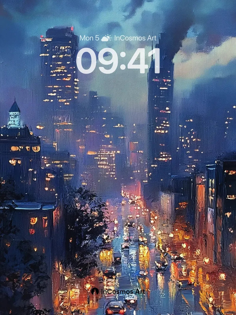 Neon Rainstorm Wallpaper with Smoldering Skyscrapers