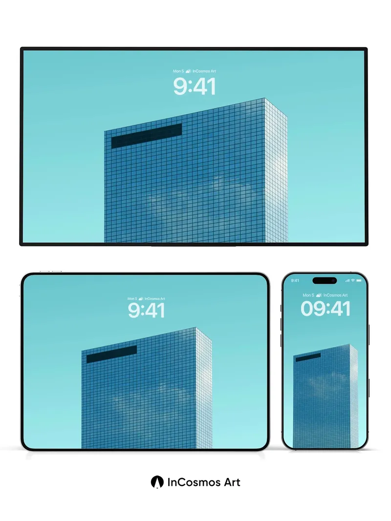 Skyward Glass Wallpaper with Cloud Reflections