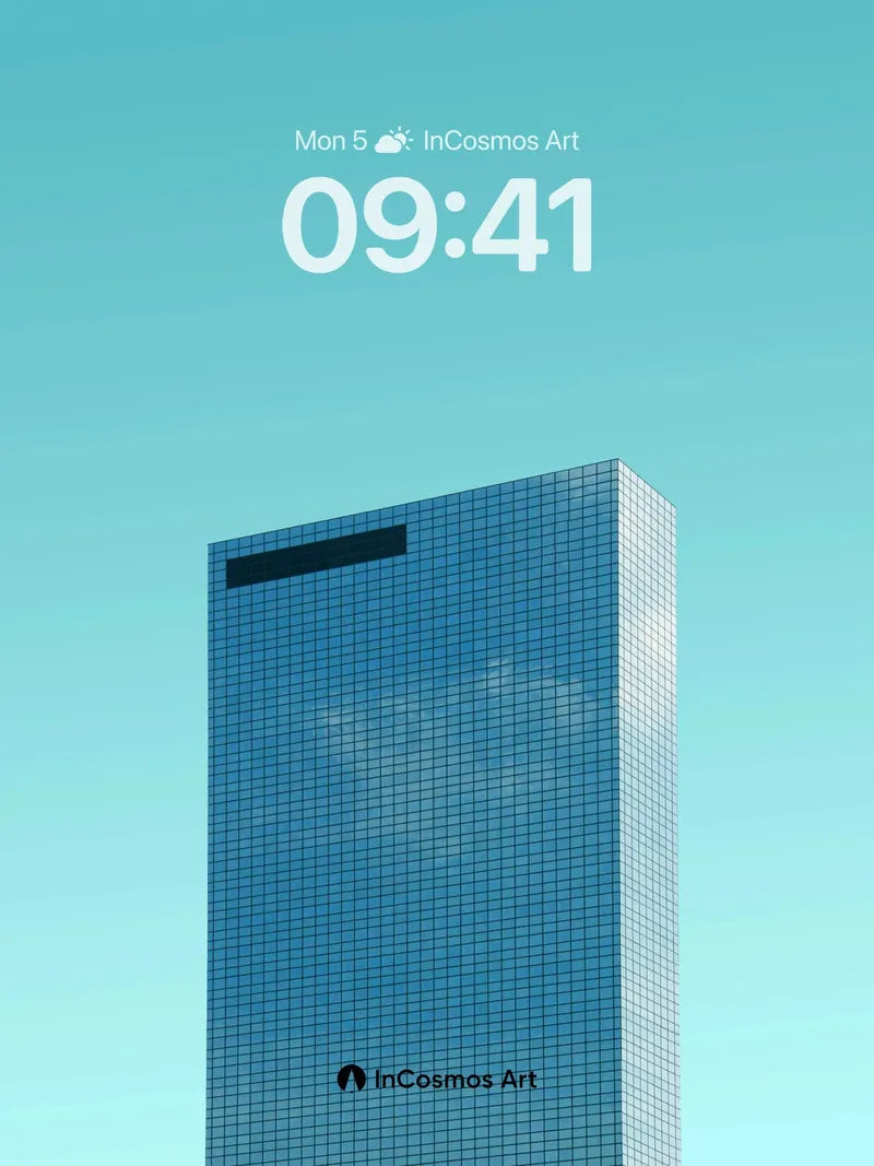 Skyward Glass Wallpaper with Cloud Reflections