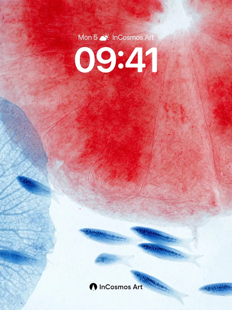 Serene Bloom Wallpaper with Floating Fish wallpaper for iPhone, iPad & Mac