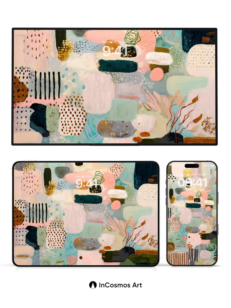 Whispering Patchwork Wallpaper with Golden Threads