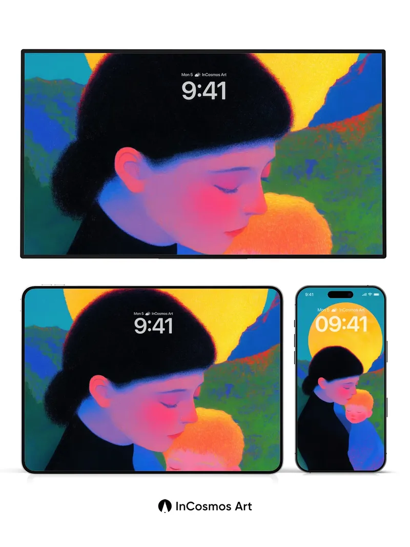 Serenity Moonlight Wallpaper with Gentle Embrace