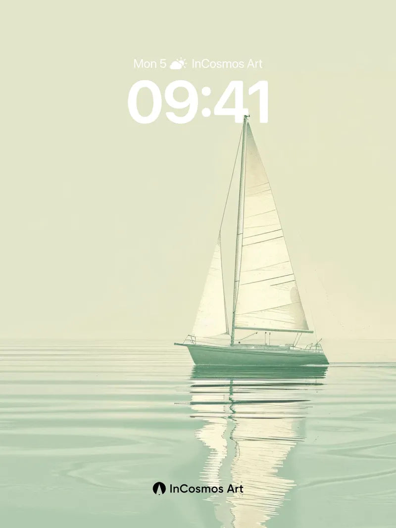 Serenity Sail Wallpaper with Mirror Water