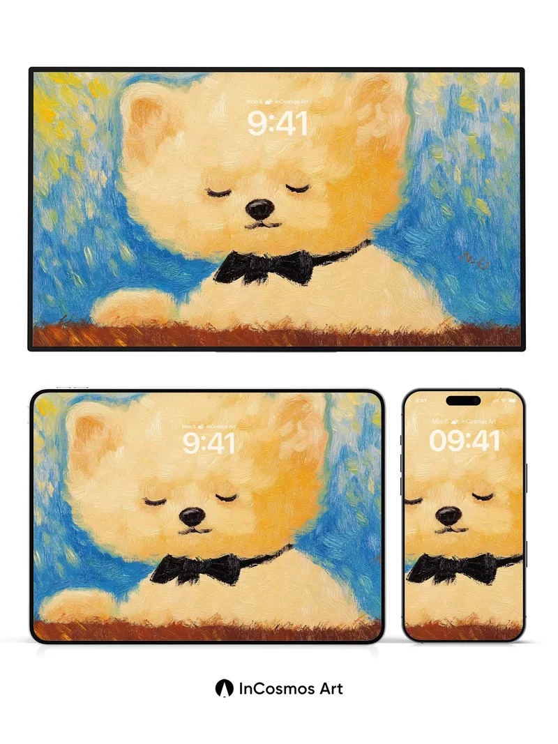 Serenity Bear Wallpaper with Van Gogh Swirls