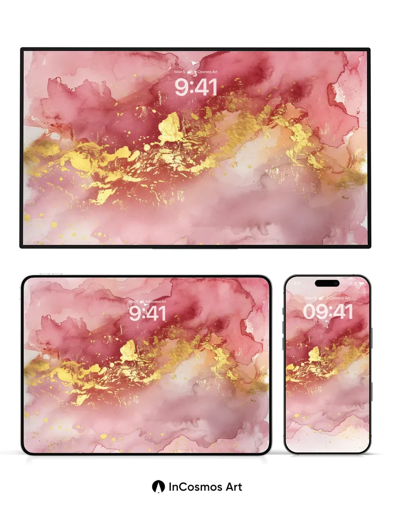 Luminous Bloom Wallpaper with Golden Veins