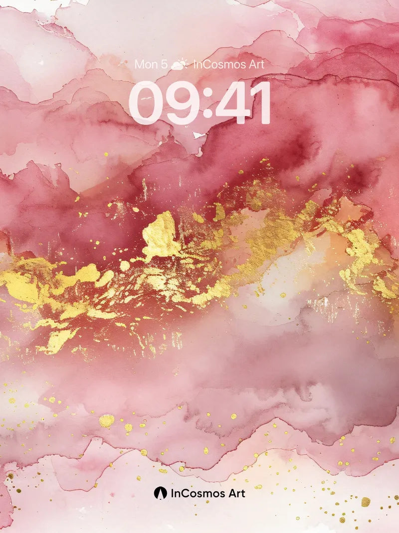 Luminous Bloom Wallpaper with Golden Veins