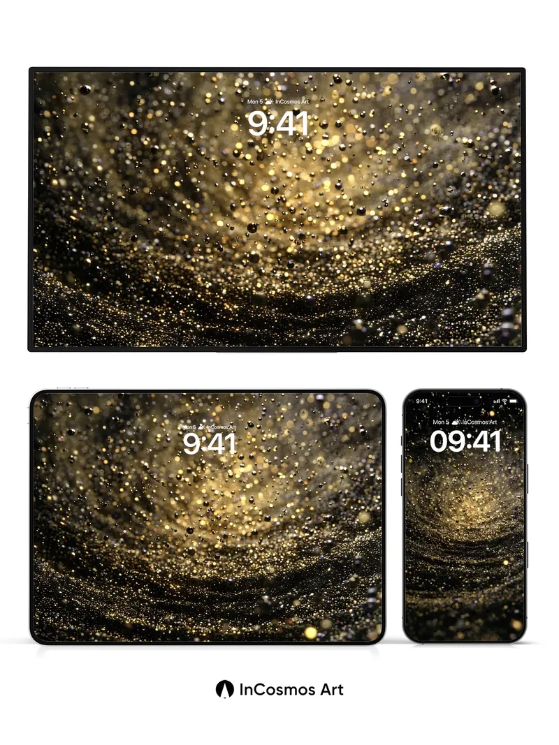 Golden Nebula Wallpaper with Cosmic Dust