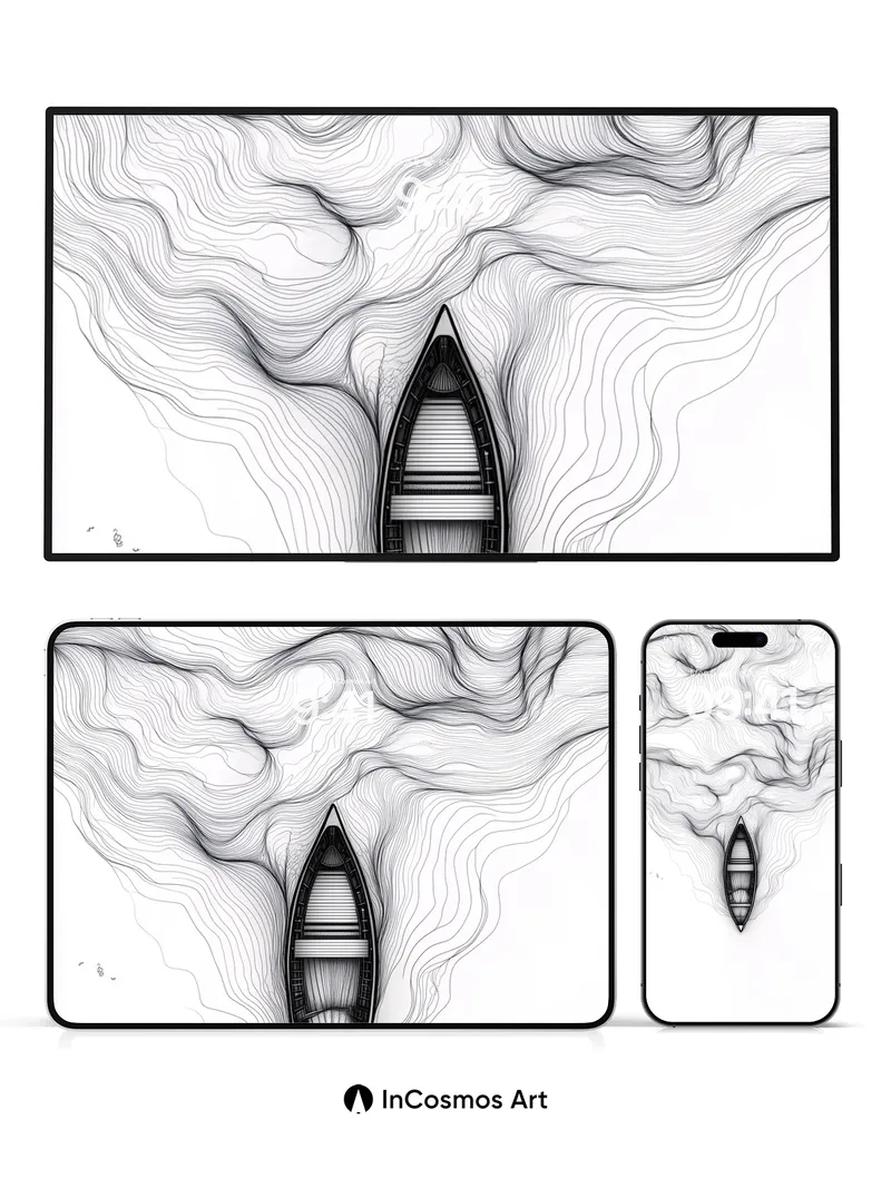 Serenity Drift Wallpaper with Topographic Lines