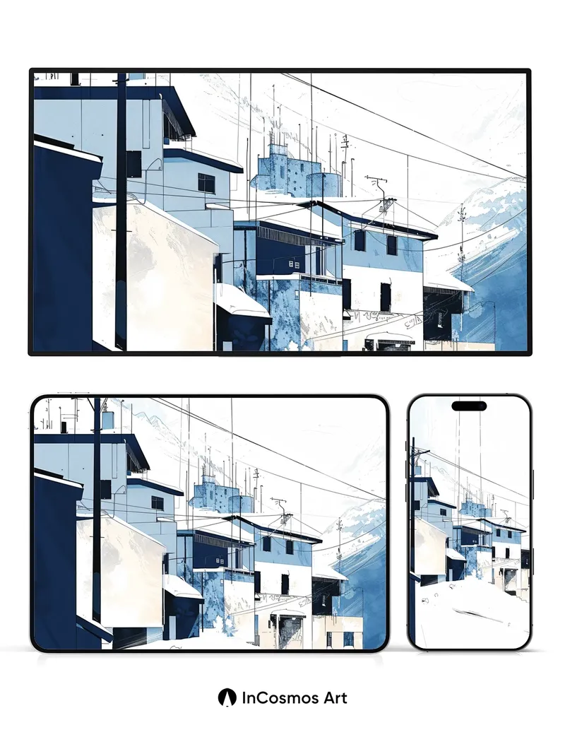 Snow-Crusted Silence Wallpaper with Alpine Geometry