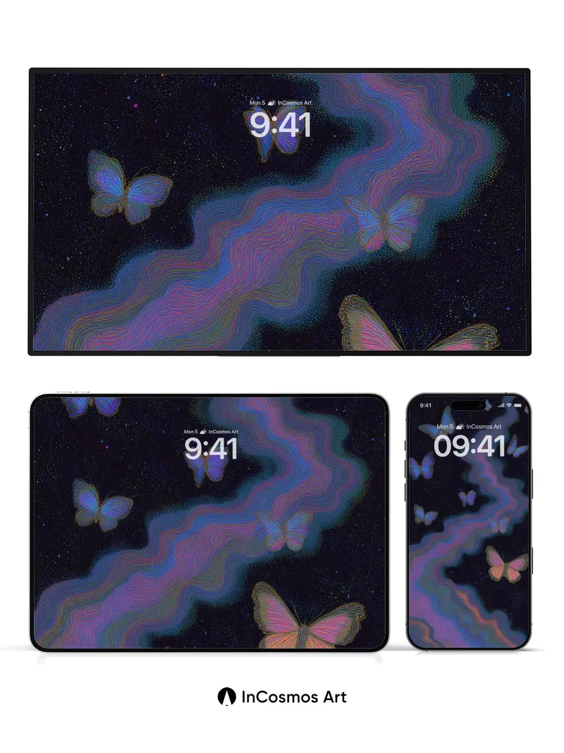 Cosmic Flutter Wallpaper with Nebula Trails