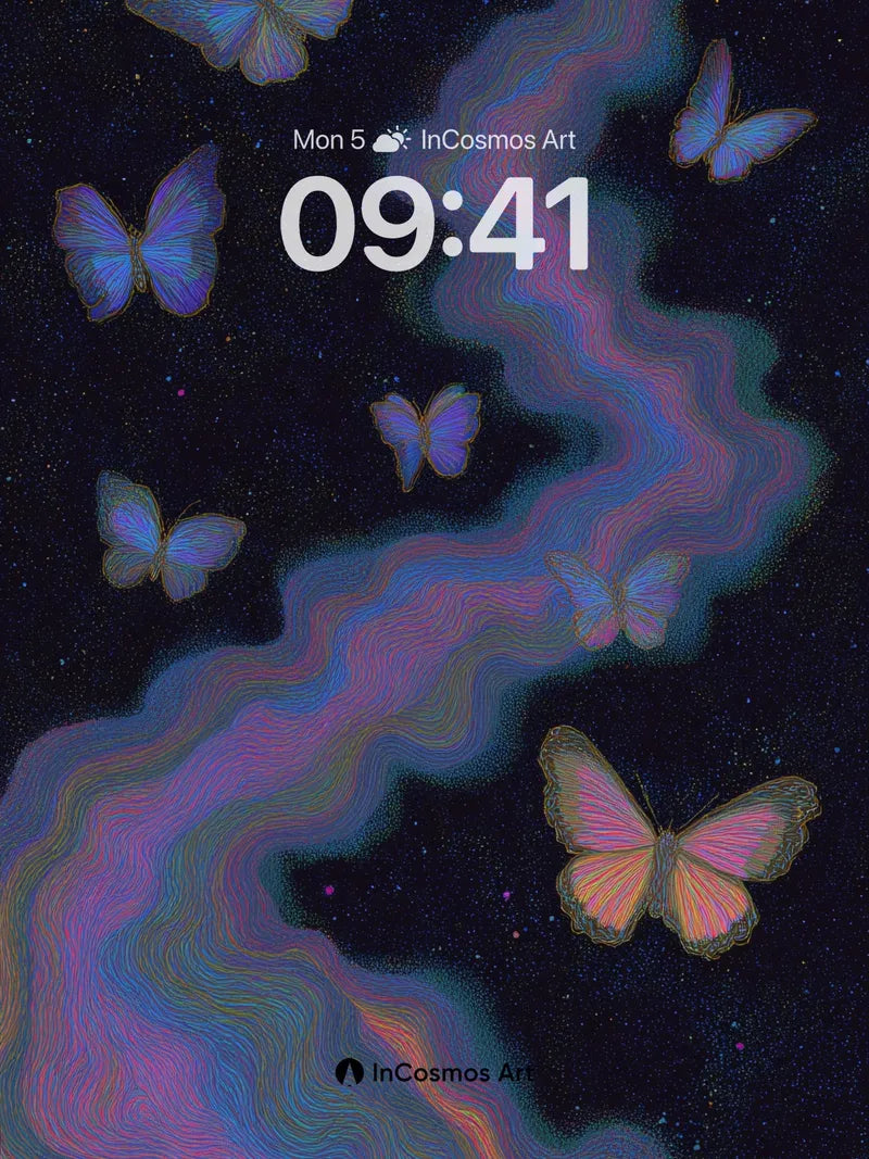 Cosmic Flutter Wallpaper with Nebula Trails