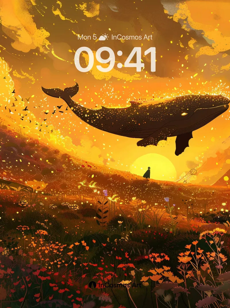 Golden Whispers Wallpaper with Floating Leviathan