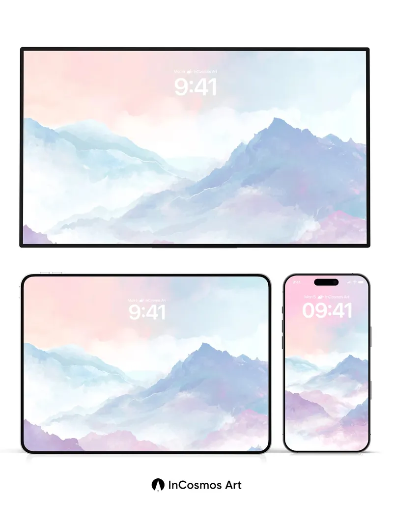 Pastel Mirage Wallpaper with Ethereal Peaks