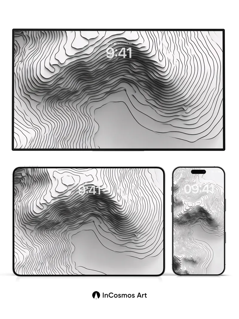 Sculpted Contour Wallpaper with Topographic Depth