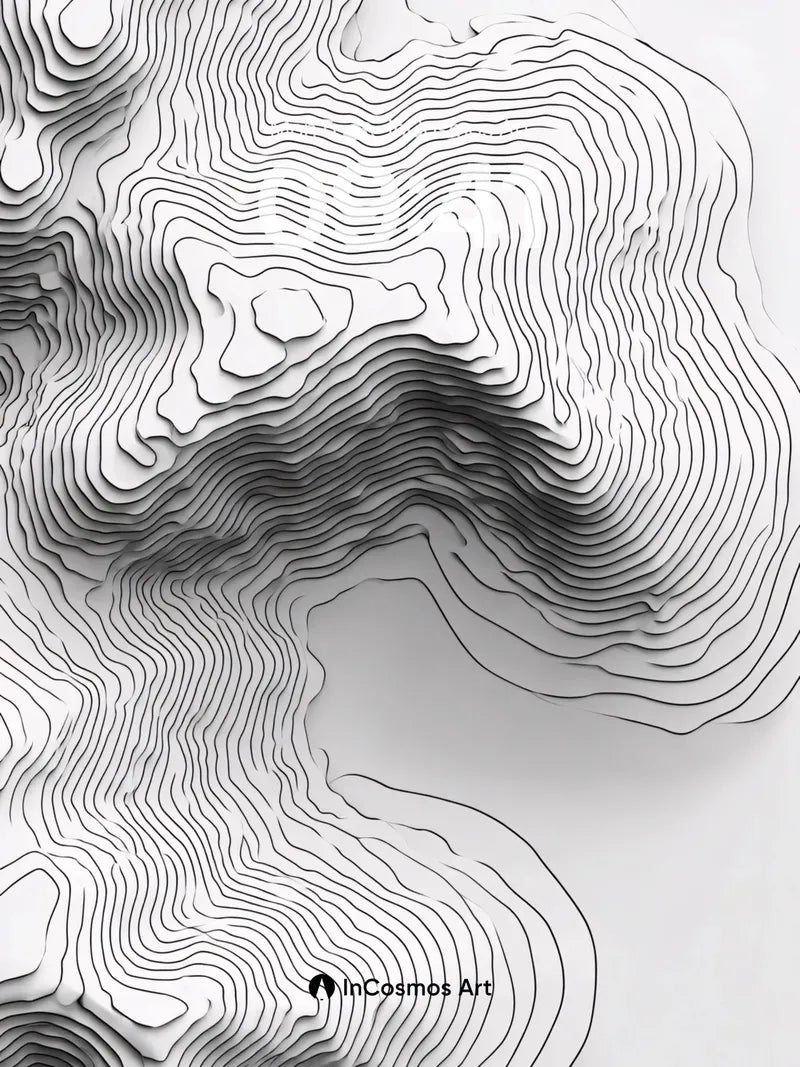 Sculpted Contour Wallpaper with Topographic Depth