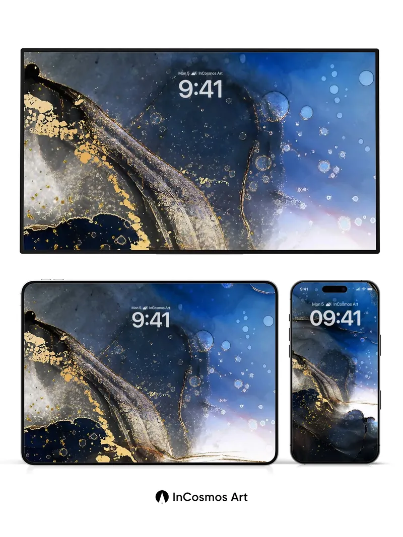 Cosmic Drift Wallpaper with Golden Veins