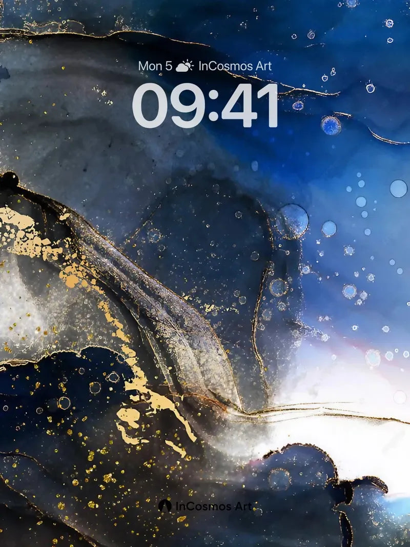 Cosmic Drift Wallpaper with Golden Veins