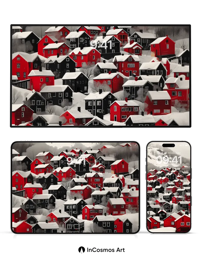 Frost-Cradled Village Wallpaper with Silent Roofs