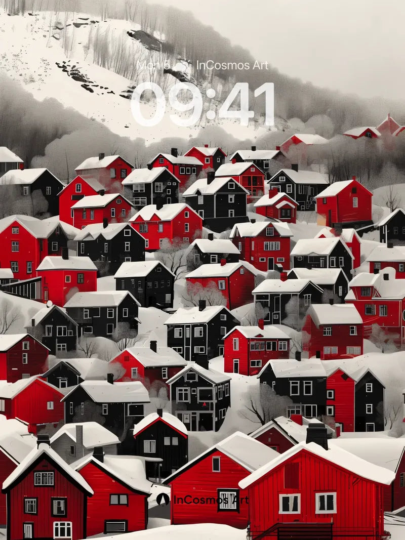 Frost-Cradled Village Wallpaper with Silent Roofs