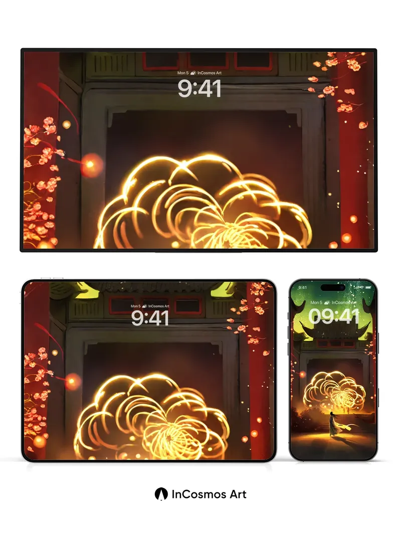 Golden Spiral Wallpaper with Celestial Gate